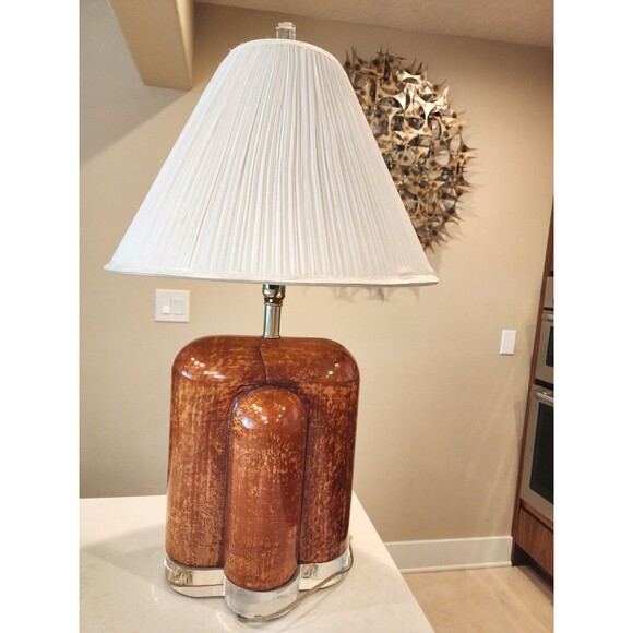 RARE MIDCENTURY KARL SPRINGER PARCHMENT & LUCITE BASE TABLE LAMP - Picture 10 of 10